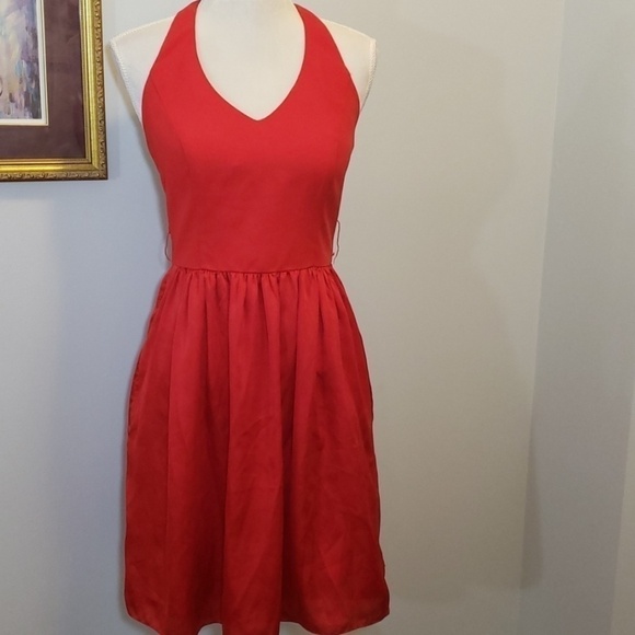 WHITE by Vera Wang Valentina Red Halter Cocktail Dress 6 Pockets EUC - Picture 11 of 11